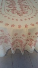 GRANDE NAPPE  POUR TABLE OVALE STYLE TOILE JOUY OISEAUX RAISINS LINGE MAISON