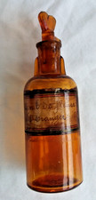 Ancien flacon pot de pharmacie vintage en verre ambré