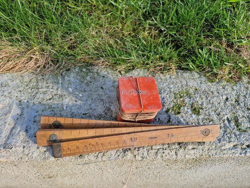 Outil ancien fil plomb metre - ancien,