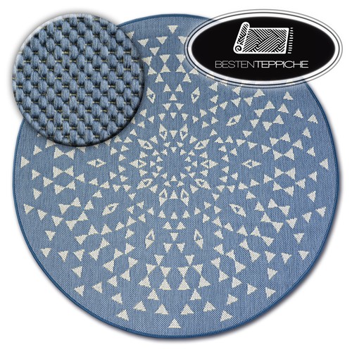 Tapis rond moderne sisal bleu - tapis,