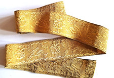 RUBAN GALON ANCIEN Fil OR - 85 cm x 3,50 cm