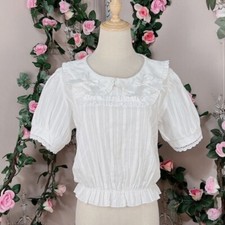 Blouse À Manches Courtes Femme Crop Lolita JK T-Shirt En Coton Nœud Doux