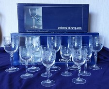 5 VERRES À VIN BLANC 12,5CL ET 6 VERRES À PORTO 6,5CL CRISTAL D’ARQUES DAMPIERRE