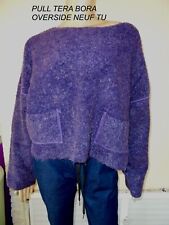PULL TERA BORA TWEED VIOLET OVERSIDE D'HIVER  ,POCHES & TOUT DOUX T UNIQUE NEUF