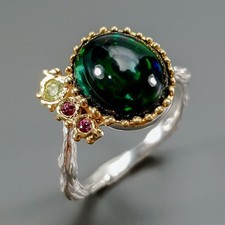 Bague 2 ct bijou opale noire