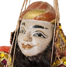 Rare  Ancienne Marionnette à Fils Bois Peint Soie Mains Articulées BIRMANIE