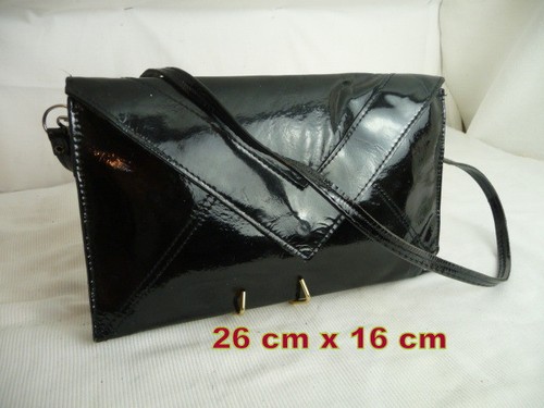 Pochette cuir verni noir - pochette,