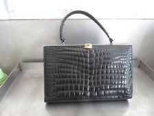 ELEGANT SAC VINTAGE EN SIMILI CROCO NOIR