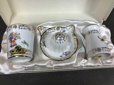 Ancien set en porcelaine de Limoges dorée à l'or fin verre presse citron salière