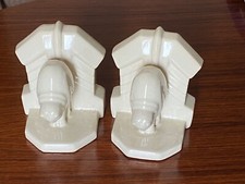 Serre livres art déco chat en céramique craquelé Henri DELCOURT / vermersch 