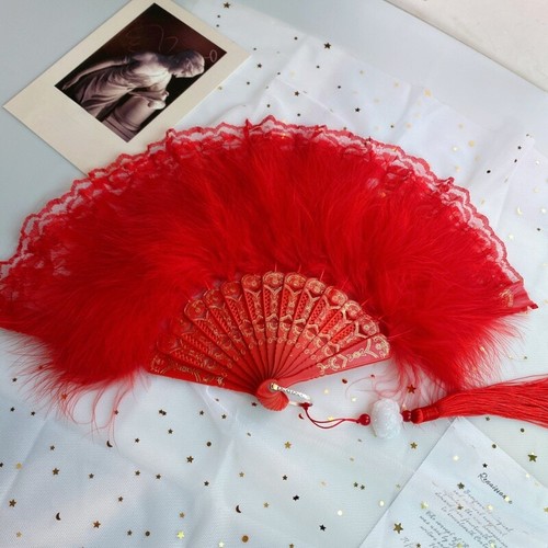 Dentelle éventail plume - Éventail,