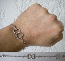 18CM JOLI BRACELET coeurs étriers / 6gr en Argent massif 925 N°277