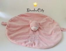 5015?Doudou plat Mouchoir Rond Ours Rose Interdit De Me Gronder
