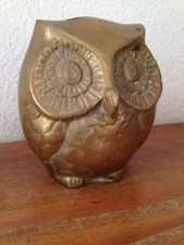 élégante  tirelire en Laiton  vintage années 70's  HIBOU CHOUETTE
