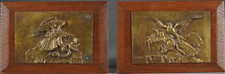 Antoine Louis BARYE Aigle au serpent et aigle au bouquetin  bas relief Bronze