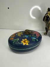 Ancienne bouilloire décorative en cuivre décors florale peint à la main