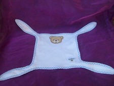 Doudou ours plat bleu blanc