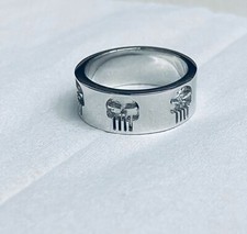 Solide 925 Argent Sterling Punisher Crâne Mariage Bande pour Homme Gothique Ring