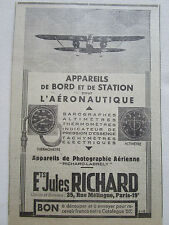 5-8/1935 PUB JULES RICHARD ALTIMETRE PHOTO AERIENNE BAROGRAPHE TACHYMETRE AD
