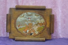 ANCIEN PORTE CLÉ MURALE DÉCOR DE CHEMINÉE EN CUIVRE SUR BOIS 