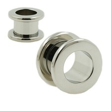 Vis Tube Tunnel Ecarteur Plug Oreille 10mm acier inoxydable argent Piercing