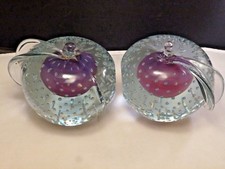  MURANO SOMMERSO BARBINI MID-CENTURY ART GLASS APPLE'S  BOOKENDS LRG 