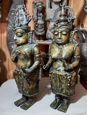 PAIRE DE GRANDES DIVINITÉS EN BRONZE (35 cm) ANCIENNES PROVENANT D’UN HÉRITAGE