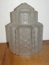 Beau Globe, Lampe, Suspension en Verre Dépoli Skyscraper Art Déco 1920 2