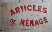 BANDEROLE TOILE DE LIN PEINT ARTICLES MENAGE BOUGEROL MARCILLAT ALLIER VINTAGE