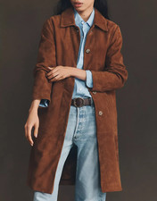 Trench femme en cuir daim