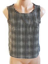 Femmes Dr Bloom Barcelona Noir & Blanc M Haut sans Manche Mop Boutons Sur Le Dos