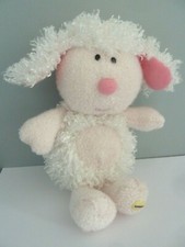 *. DOUDOU PELUCHE LUMINOU MOUTON BLANC ROSE NEZ ROND JAUNE BILLES EXCELLENT ETAT