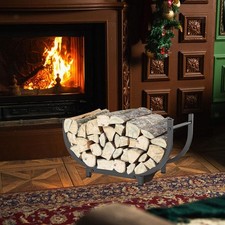 Porte-bûches en métal noir