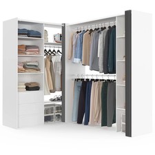 Dressing extensible d'angle MARLON 200 x 150 x 180 cm blanc avec penderies + tir