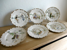 SIX ASSIETTES DESSERT FAIENCE CREIL MONTEREAU XIX ème SERVICE "PARISIEN" Lot A.