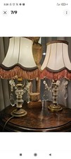 Pair of Vintage French Crystal & Brass Table Lamps – Hollywood Regency – Rococo