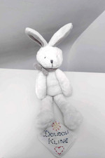 Peluche/Doudou Lapin Blanc Echarpe Nez Gris 38cm  J'aime Mon Doudou Et Compagnie