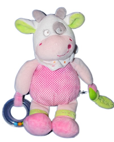 Doudou vache rose hochet - doudou,
