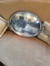 Grand Plateau ovale Métal argenté Christofle gallia motif rang de perles godrons