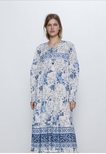 Robe maxi fleurie bleue - robe,