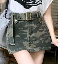 Mini Jupe Sexy Militaire Kaki Camouflage Taille Basse Mode Été Poche Ceinture 