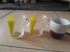 LOT DE 3 TASSES À CAFE SENSEO + 2 SOUS-TASSES 