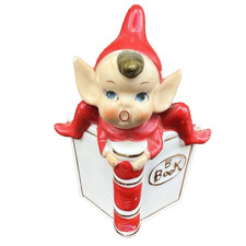 Figurine vintage elfe pixie book céramique Japon kitsch 50s 60s Christmas 9.5 cm