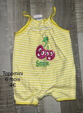 TOPOMINI 6 MOIS : Combinaison jaune motif cerises Été