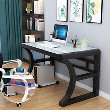 Bureau design métal dessus verre 140x60x75 neuf