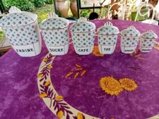 6 pots à Epices Condiment Cuisine Porcelaine Limoges France Décor Floral Coloré