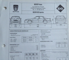 Fiche technique automobile ROVER 820 Injection