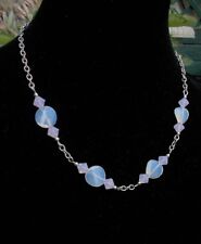 Collier opale en cristal Swarovski, bijoux opale rose ou vert jade