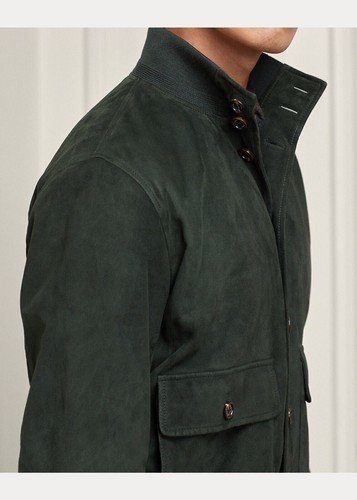 Veste cuir suédé - cuir, vert