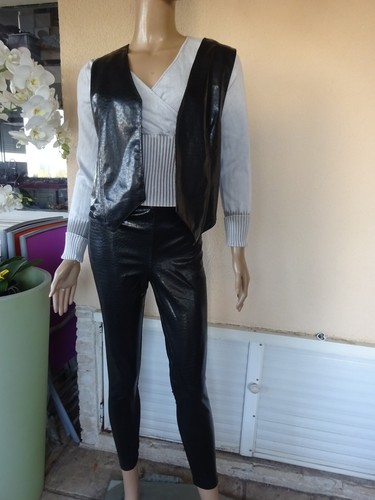 Pantalon legging simili noir - pantalon,